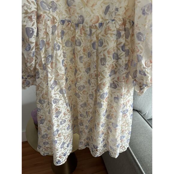 Storia Floral Femenine Romantic Babydoll Mini Dress M Fairy Coquette Spring - Picture 10 of 16